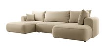 Ovo U-shaped corner sofa with sleeping function with Castel 15 container, easy-to-clean velvet, right-hand