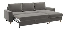 Almirante L-shaped corner sofa with sleeping function with storage, universal, gray-brown, hydrophobic velvet