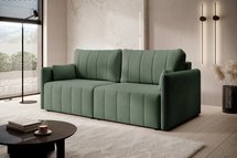 Pierre fold-out corner sofa with storage, light green, water-repellent velvet