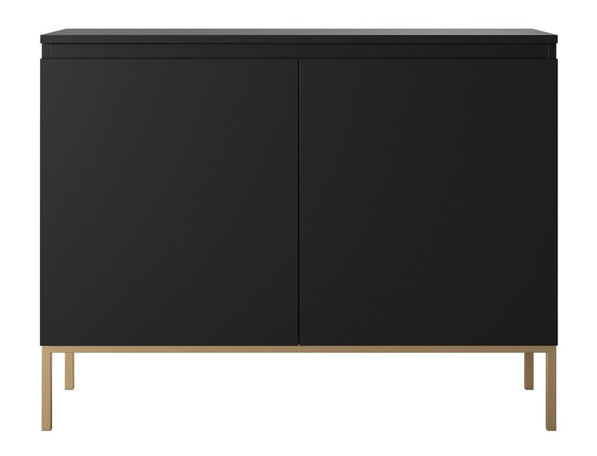 Bemmi two-door chest of drawers, 100 cm, black with gold legs