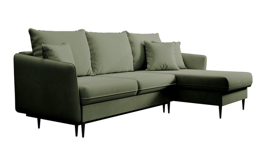 Three-seater corner sofa with sleeping function Volio Magic Velvet 2243 hydrophobic velvet universal black legs