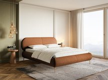 Upholstered bed 180x200 cm Ovalle, copper, hydrophobic braid, gold legs