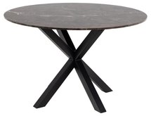 Kardema round dining table 120 cm brown marble on black legs