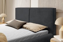 Upholstered bed 140/200 cm Farese dark gray Poso 34 with container and gas actuator corduroy