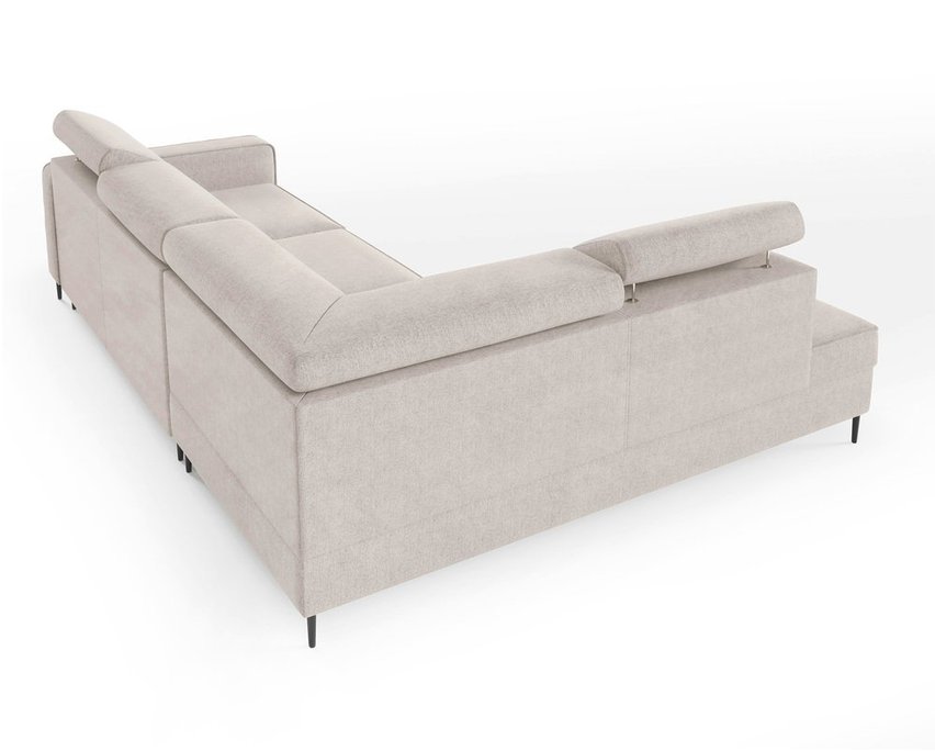 Corner sofa with sleeping function Vero L-shaped with container Neve 03 braided left-hand side