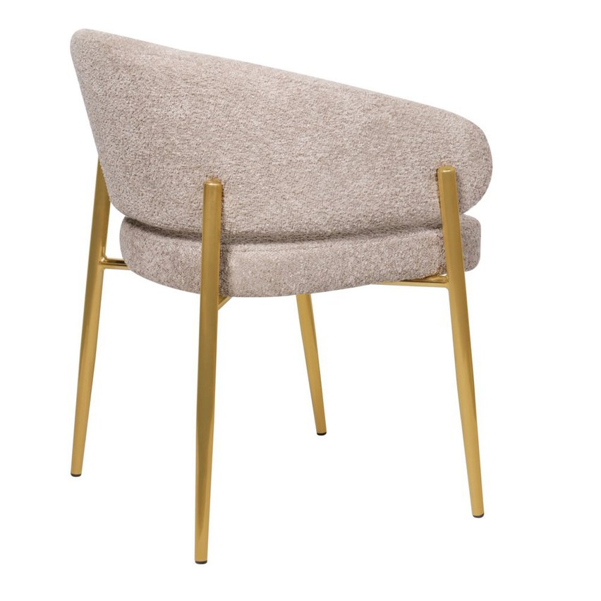 Chaise rembourrée Resilly en tissu bouclé beige/pieds dorés