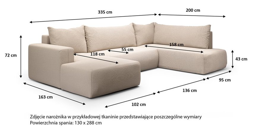 Corner sofa with sleeping function Lummi U-shaped Aragon 03 left-hand side