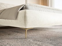 Upholstered bed 140x200 cm Roule with storage, metal frame Perfect Harmony 01 chenille, gold legs