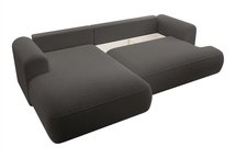 Ovo L-shaped corner sofa with sleeping function with a boucle container