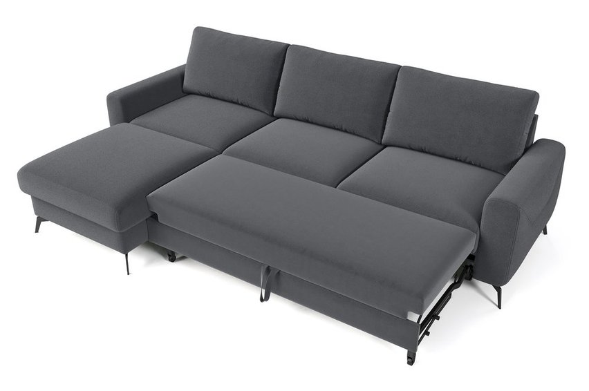 Softano L-shaped corner sofa with sleeping function with Cloud 84 container, easy-cleaning, hydrophobic, left-sided