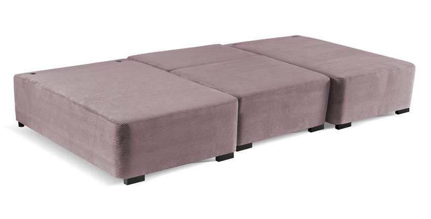 Moduliano U-shaped corner sofa with sleeping function with storage, universal, pink corduroy