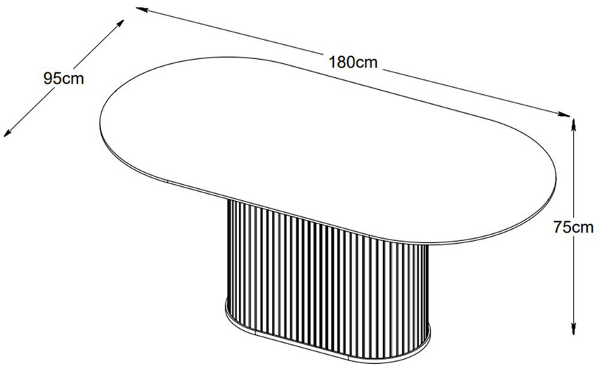 Table ovale Gativel 95x180 chêne brûlé