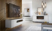 Lammila TV cabinet with drawer 171 cm white / whiskey oak