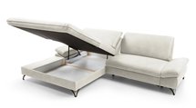 Corner sofa with sleeping function Vitala Castel 03 L-shaped with container, easy-cleaning velvet, left-hand side