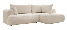 Ovo II L-shaped corner sofa with sleeping function Abriamo 03 with side panel and right-hand boucle container