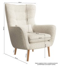 Vence Castel 48 wing armchair, velvet, easy-to-clean beech legs