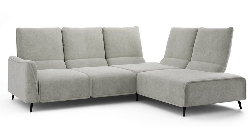 Rumbia L-shaped corner sofa with Storm 85 side, black legs, right-hand side