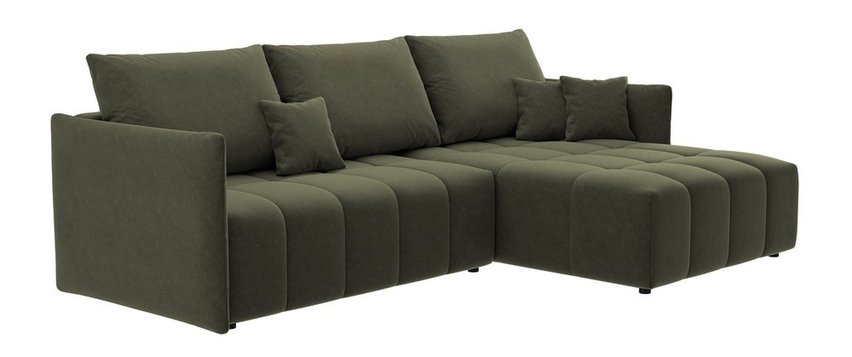 Boquete L-shaped corner sofa with sleeping function with storage, universal, olive, in easy-clean fabric