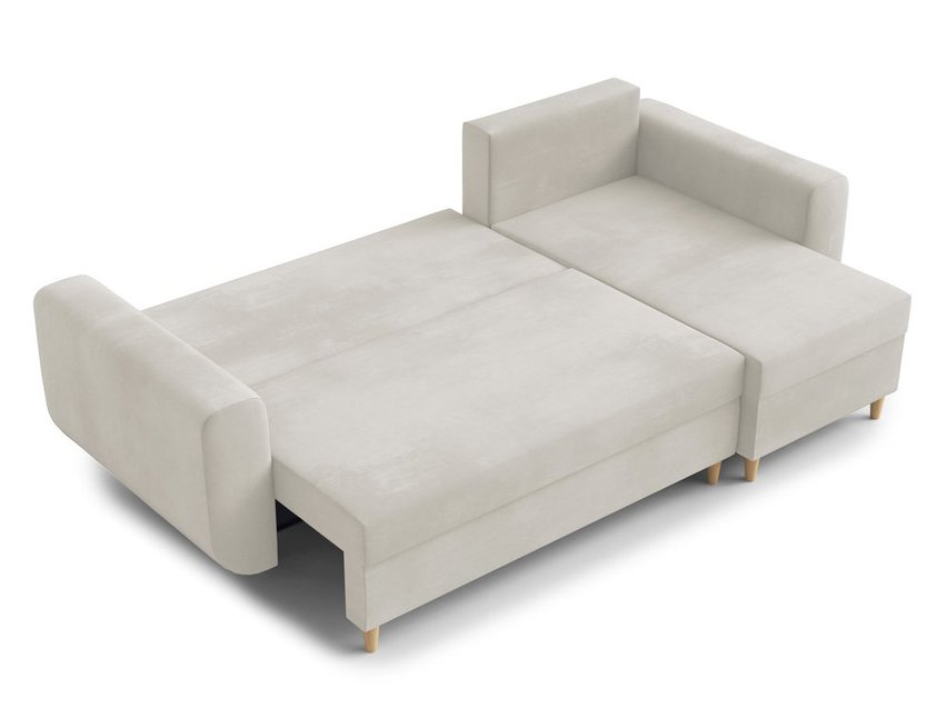 Corner sofa with sleeping function Lamarry L-shaped with container universal Paros 01 velour