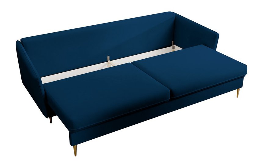 Volio three-seater sofa, hydrophobic velvet, gold legs