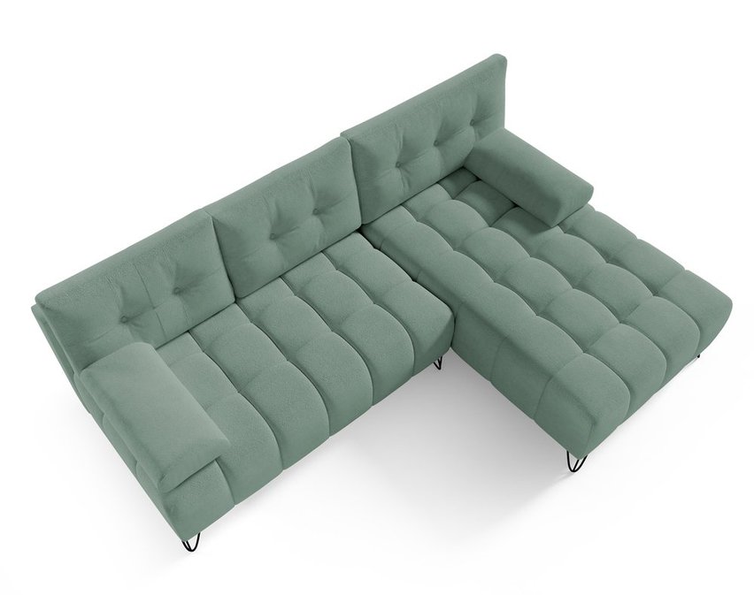 Bareli L-shaped Amon 27 corner sofa bed with storage, hydrophobic velvet, right-hand side