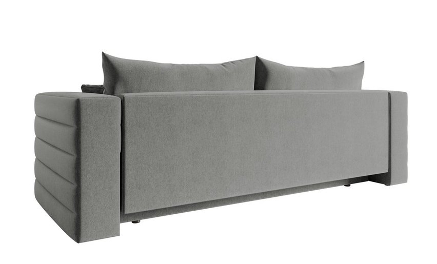 Three-seater sofa Lilla Amon 09 with a container in hydrophobic velor fabric, black legs