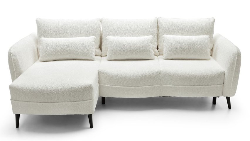 Eliano L-shaped corner sofa with sleeping function with Catch Me 01 boucle container, left-hand