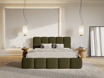 Upholstered bed 160x200 cm Cloudy with container olive Legend 05