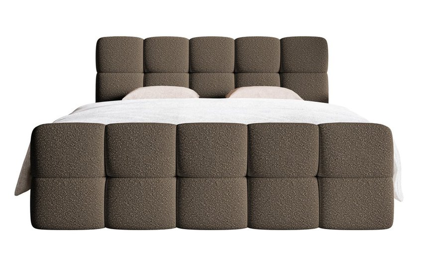 Continental bed 160x200 cm Cloudy with containers and Legend 07 boucle topper