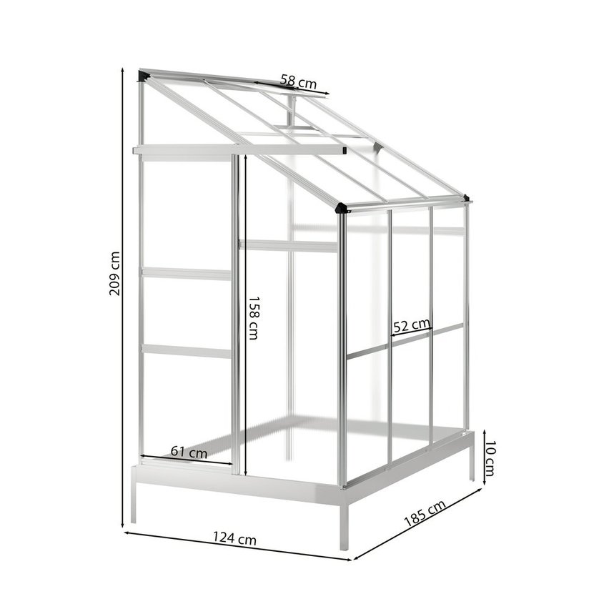 3-section greenhouse, 2.3 m2, aluminum