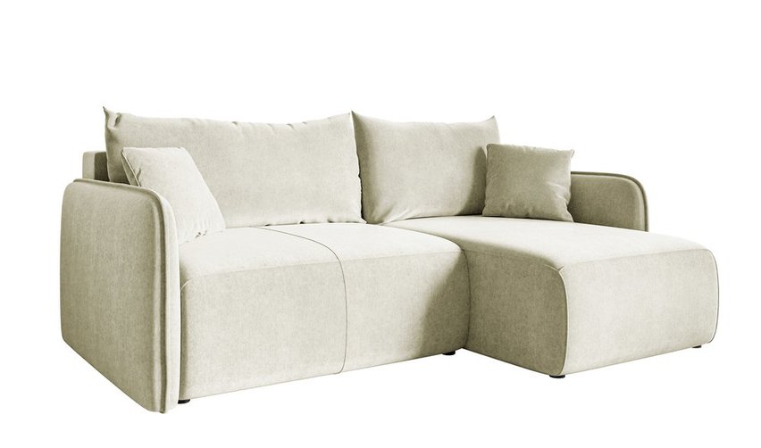 Mamla L-shaped Amon 18 corner sofa with sleeping function with a container, universal hydrophobic velor