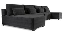 Corner sofa with sleeping function Moduliano U-shaped large with container universal black corduroy