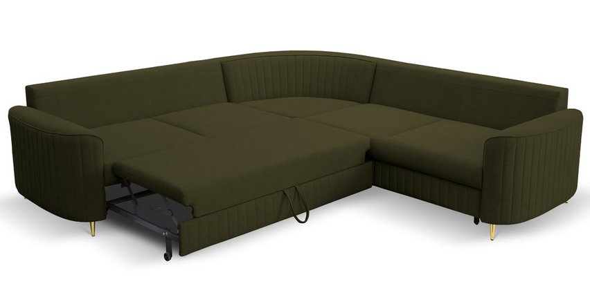 Corner sofa with sleeping function Pantano L-shaped with container (Fabric: Castel 39, Side: Right)