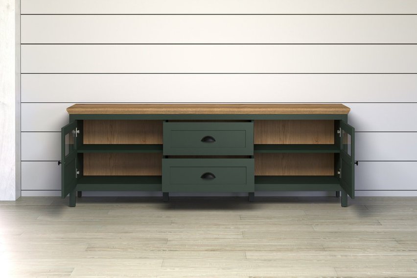 Foreells TV cabinet 184 cm green/oak Evoke