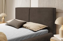 Upholstered bed 140/200 cm Farese dark brown Poso 06 with container and gas strut, corduroy