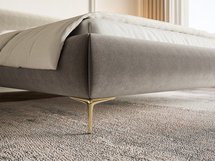 Upholstered bed 140x200 cm Roule Amon 16 hydrophobic velvet gold legs