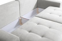 Granadilla Castel 80 three-seater sofa with storage in water-repellent velvet fabric, silver legs