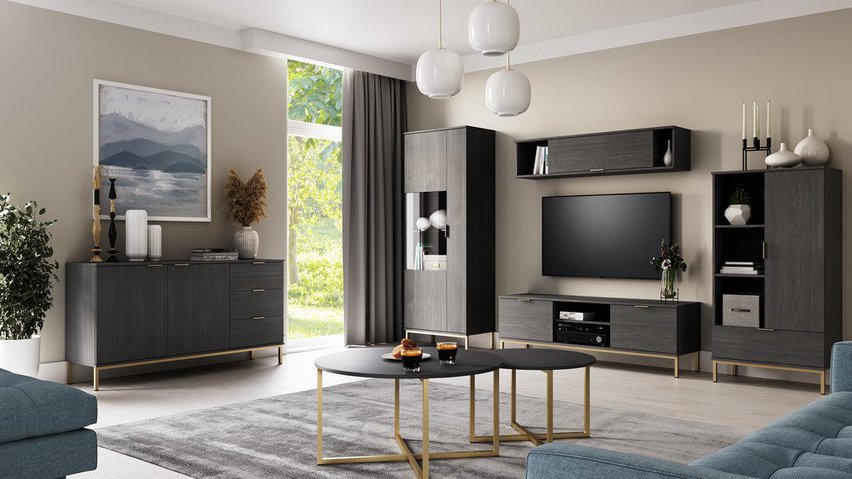 Lartti TV cabinet 150 cm two-door portland ash black