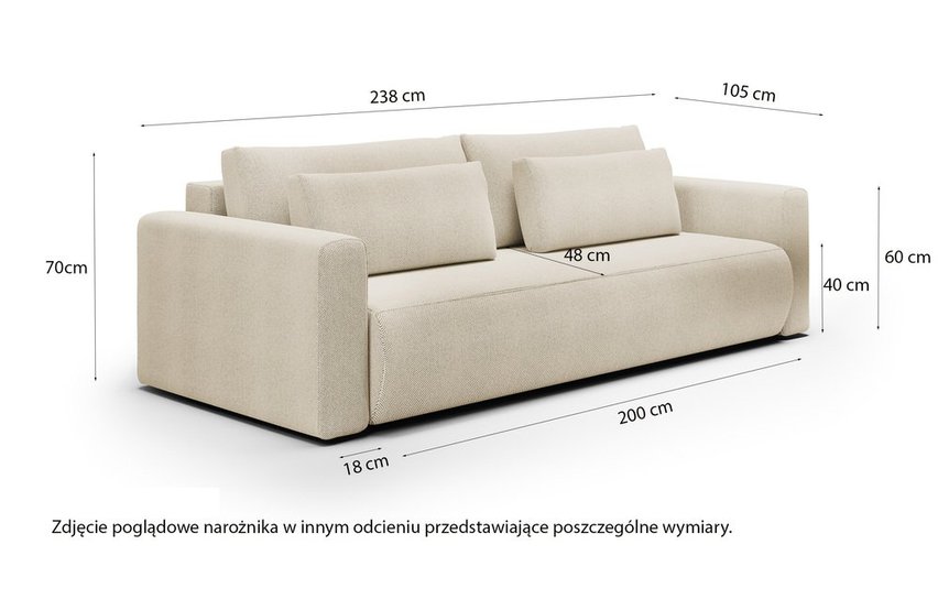 Ajwar three-seater sofa with Curio 39 container, hydrophobic chenille