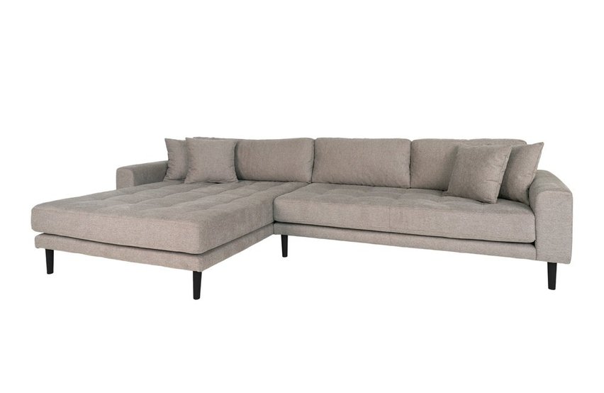 Dagmarri corner sofa 290 cm beige left side with black legs