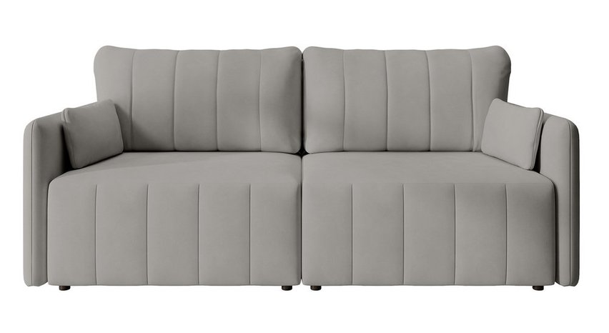 Pierre fold-out corner sofa with storage, light gray hydrophobic velvet