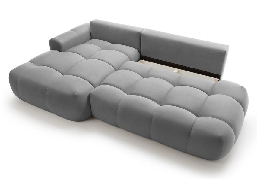 Ombo L-shaped corner sofa with sleeping function with container Salvador 17, hydrophobic velvet, left-hand side