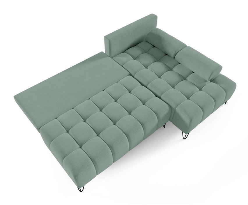 Bareli L-shaped Amon 27 corner sofa bed with storage, hydrophobic velvet, right-hand side