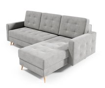 Corner sofa with sleeping function Halvad L-shaped Amon 09 with container hydrophobic velvet universal