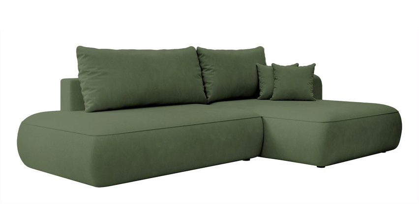 Foggi Magic Velvet 2243 L-shaped corner sofa with sleeping function with a container in hydrophobic velor fabric, right-hand side