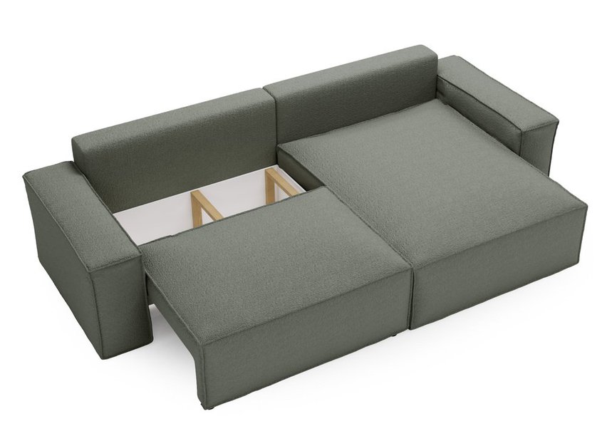 Brylio L-shaped corner sofa with sleeping function with storage, universal, khaki plush