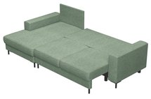 Mokpeo L-shaped corner sofa with sleeping function with two containers on black legs Sorella 34 chenille left-hand side