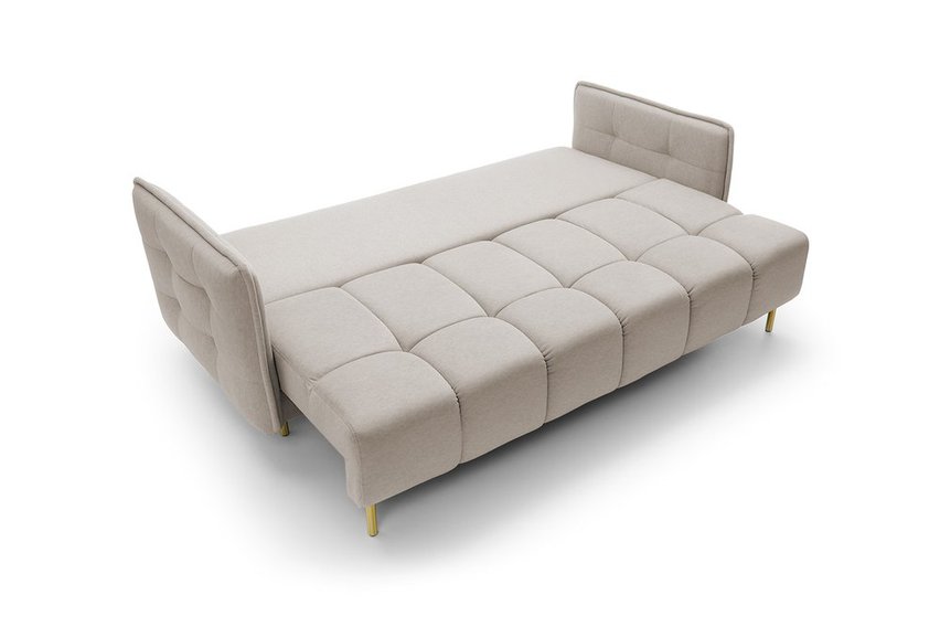 Portosello three-seater sofa bed with storage (Fabric: Castel 80, Legs: Gold)