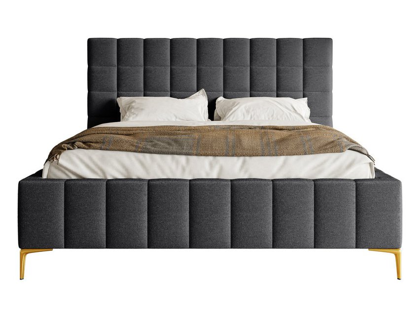 Upholstered bed 140x200 cm Szejlo with container, metal frame Raven 16 chenille