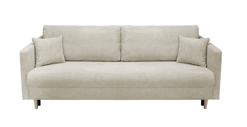 Mahasar three-seater sofa with storage, beige corduroy